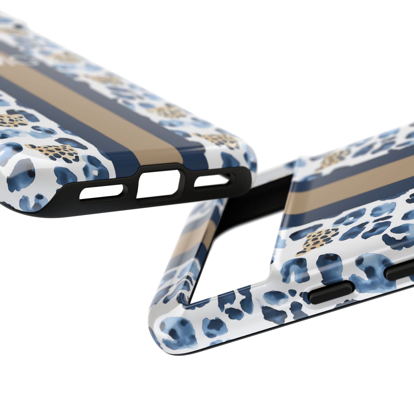 Blue Leopard Monogram Phone Case