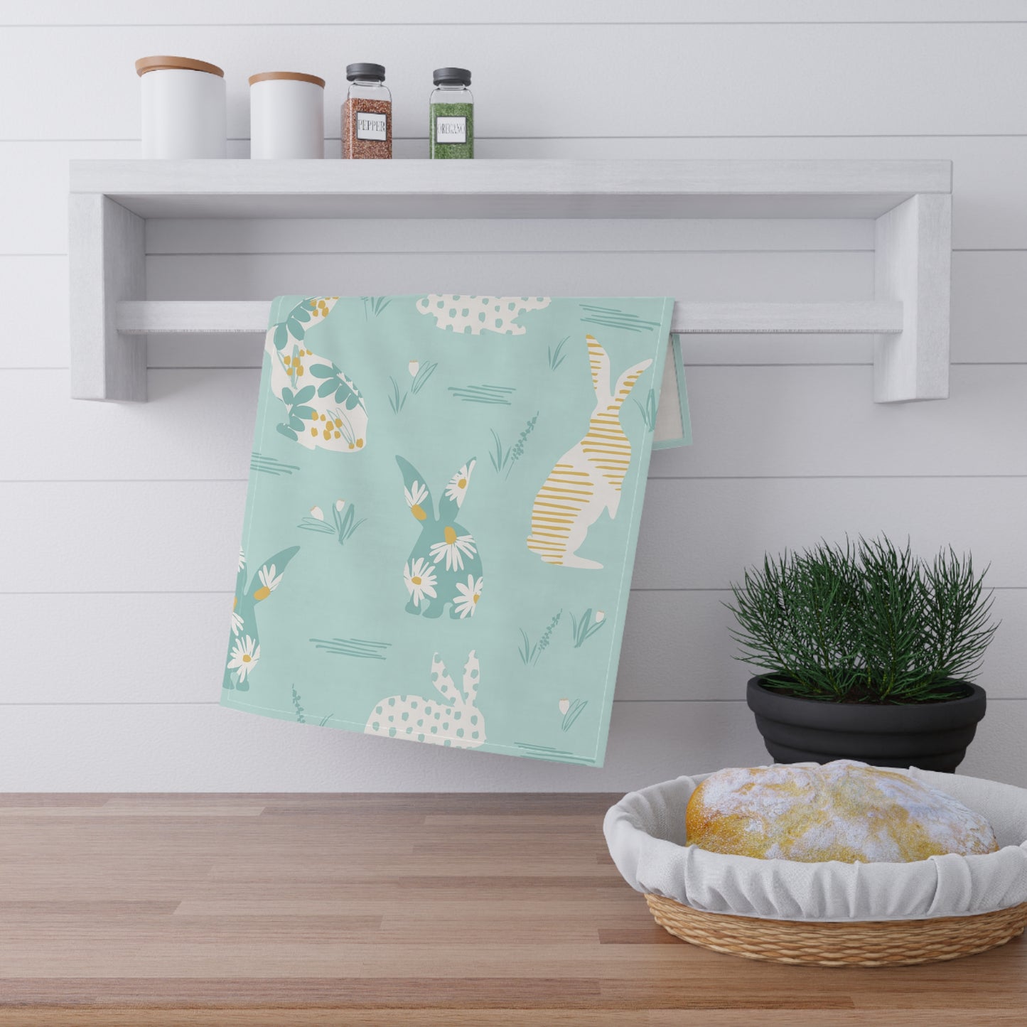 Modern Bunny Easter Tea Towel