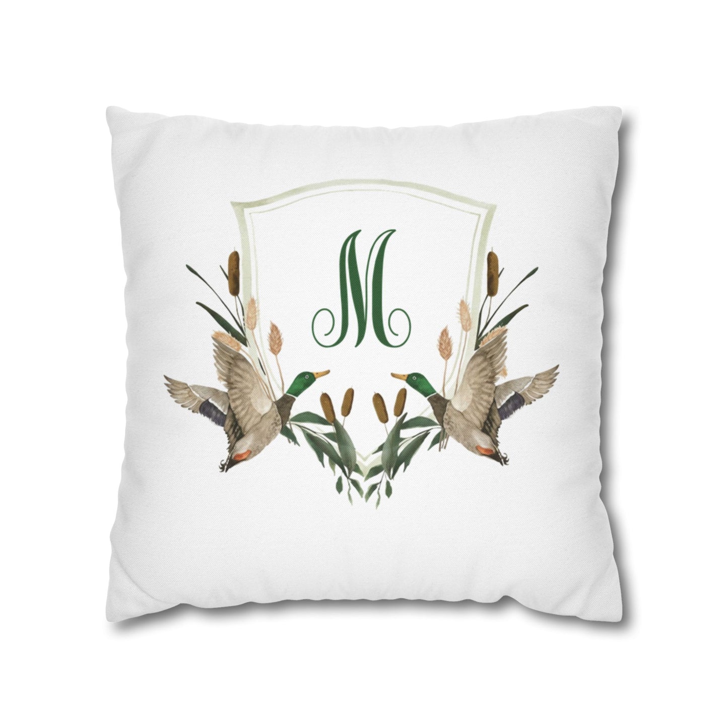 Monogram M Wreath Pillow | Decorative Square Pillowcase