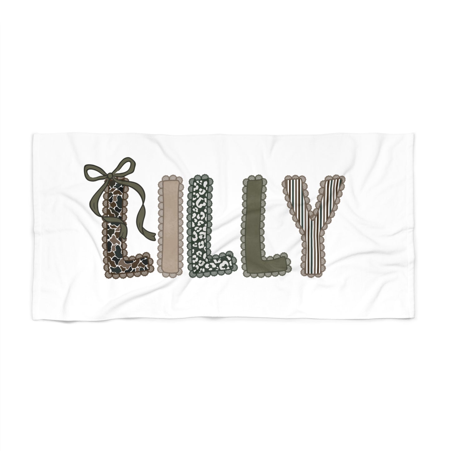 Personalized Camo Lace Beach Towel