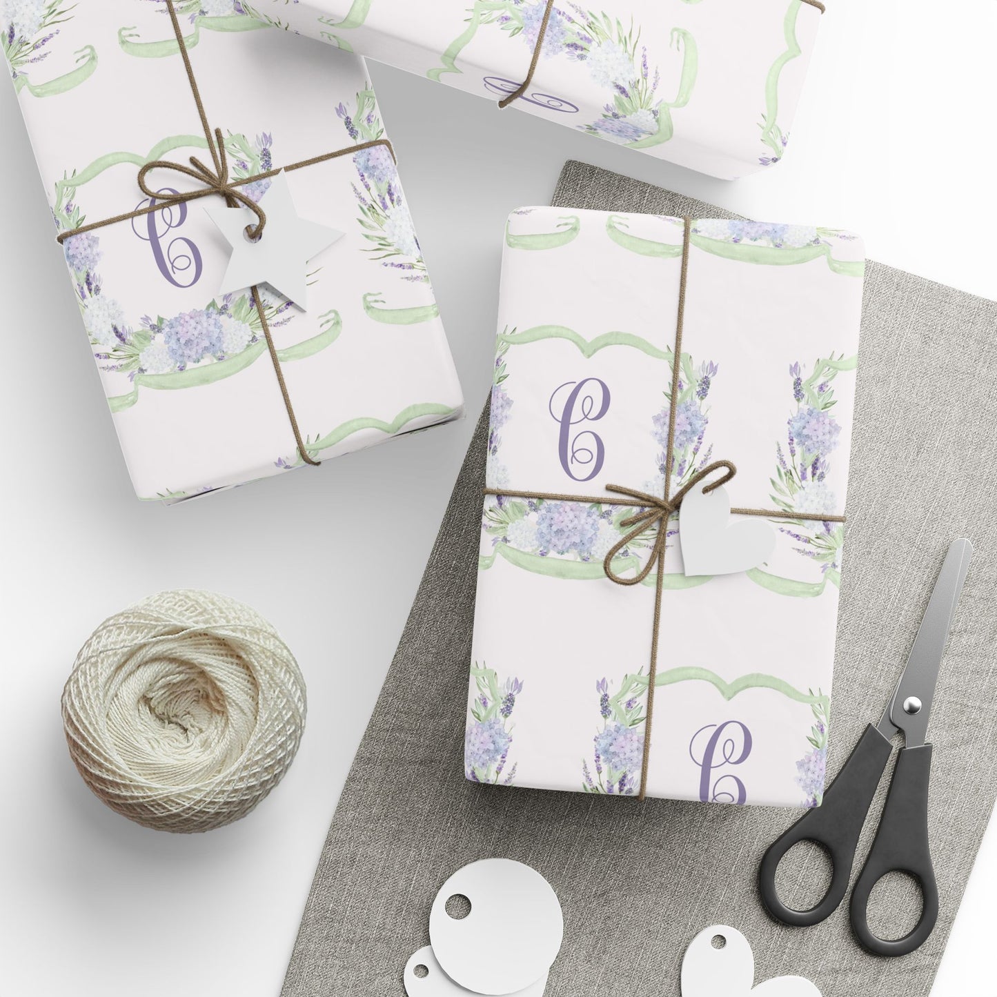 Lavender Crest Monogram Wrapping Paper