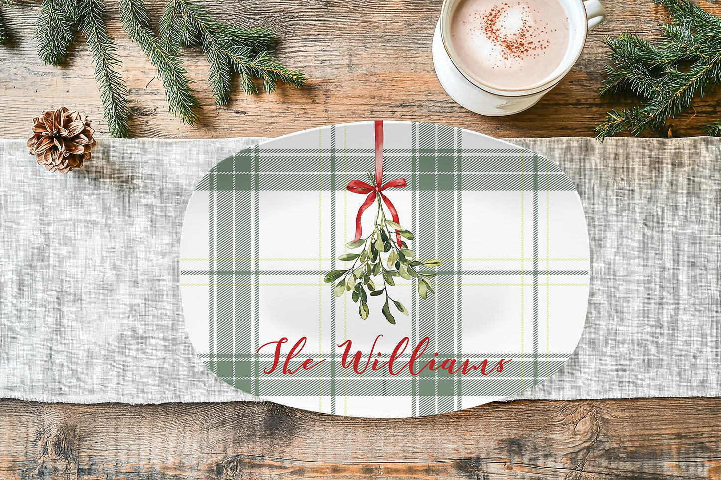 Personalized Christmas Mistletoe Platter
