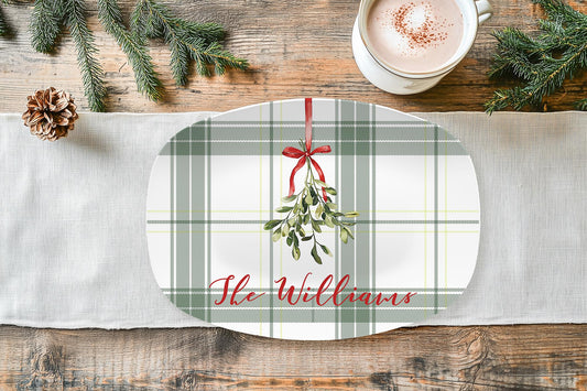 Personalized Christmas Mistletoe Platter