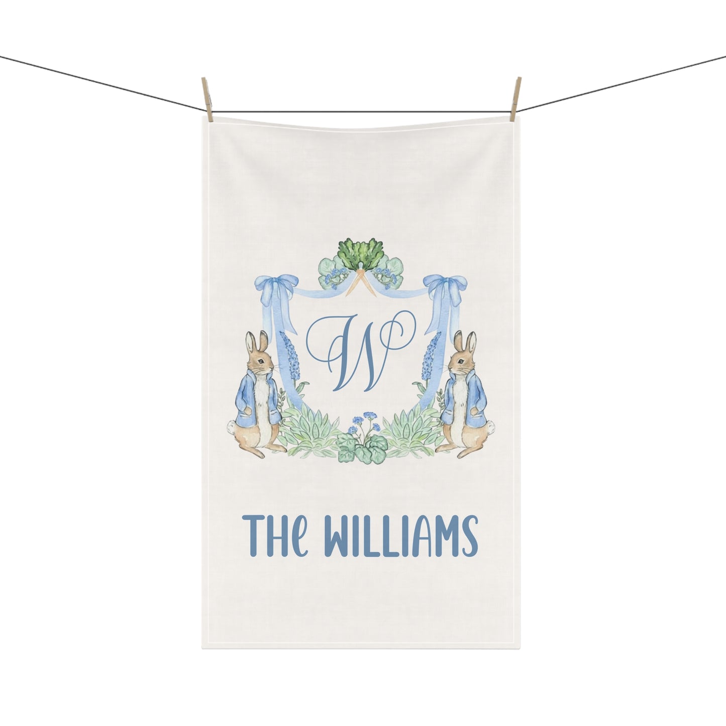 Personalized Easter Peter Rabbit Monogram Tea Towel