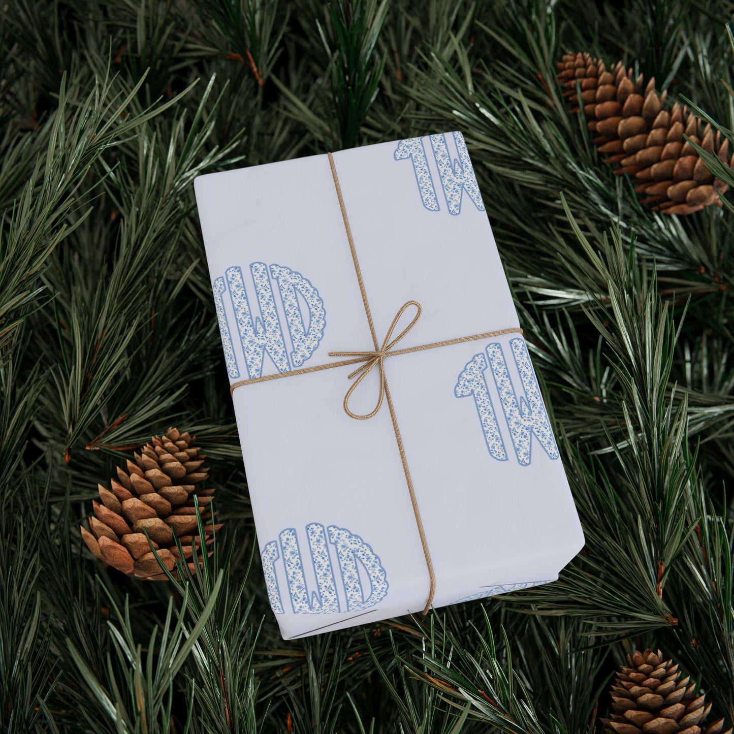 Custom Blue Monogram Wrapping Paper