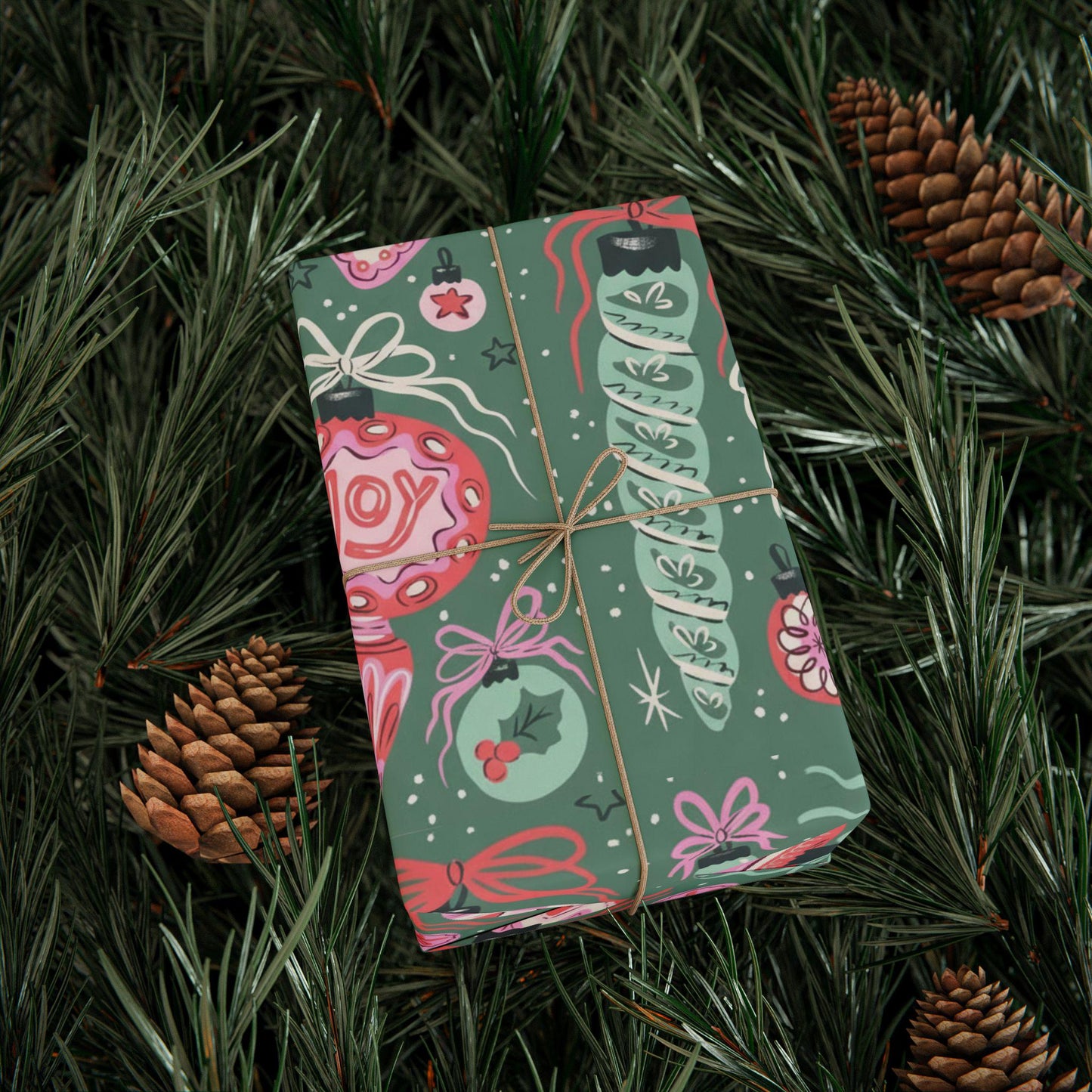 Retro Christmas Ornament Wrapping Paper