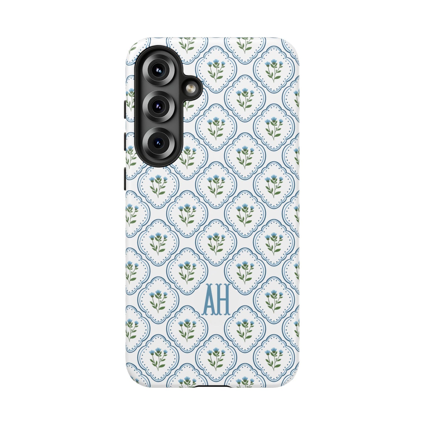 Blue Cottage Floral Monogram phone case