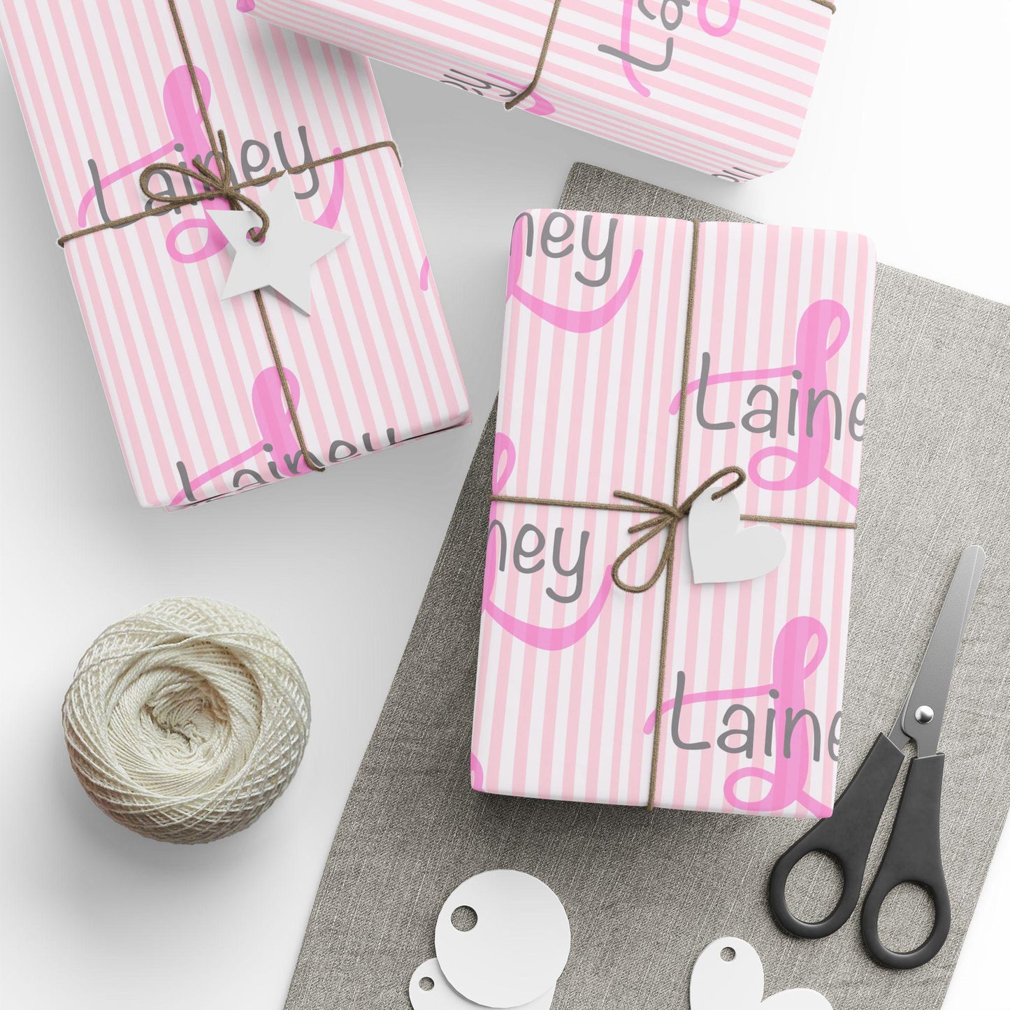 Personalized Pink Stripe Wrapping Paper