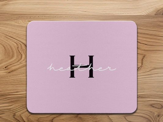 Personalized Pink Mouse Pad with Initial and Name