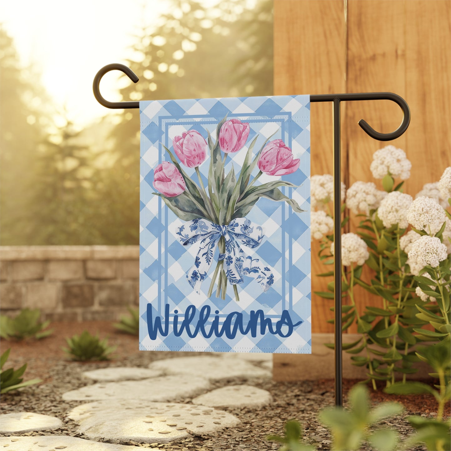 Personalized Chinoiserie Tulip Garden Flag