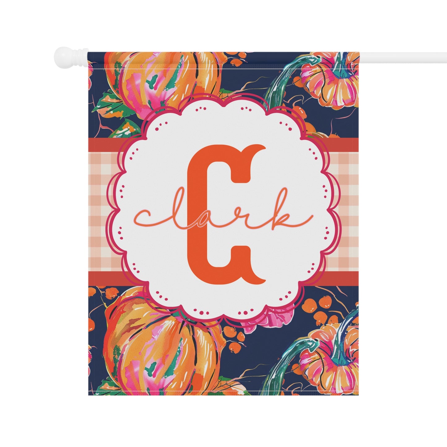 Personalized Pumpkin Garden Flag  Custom Fall Yard Flag  Autumn Porch Decor with Name  Monogram Outdoor Flag  Thanksgiving Housewarming Gift
