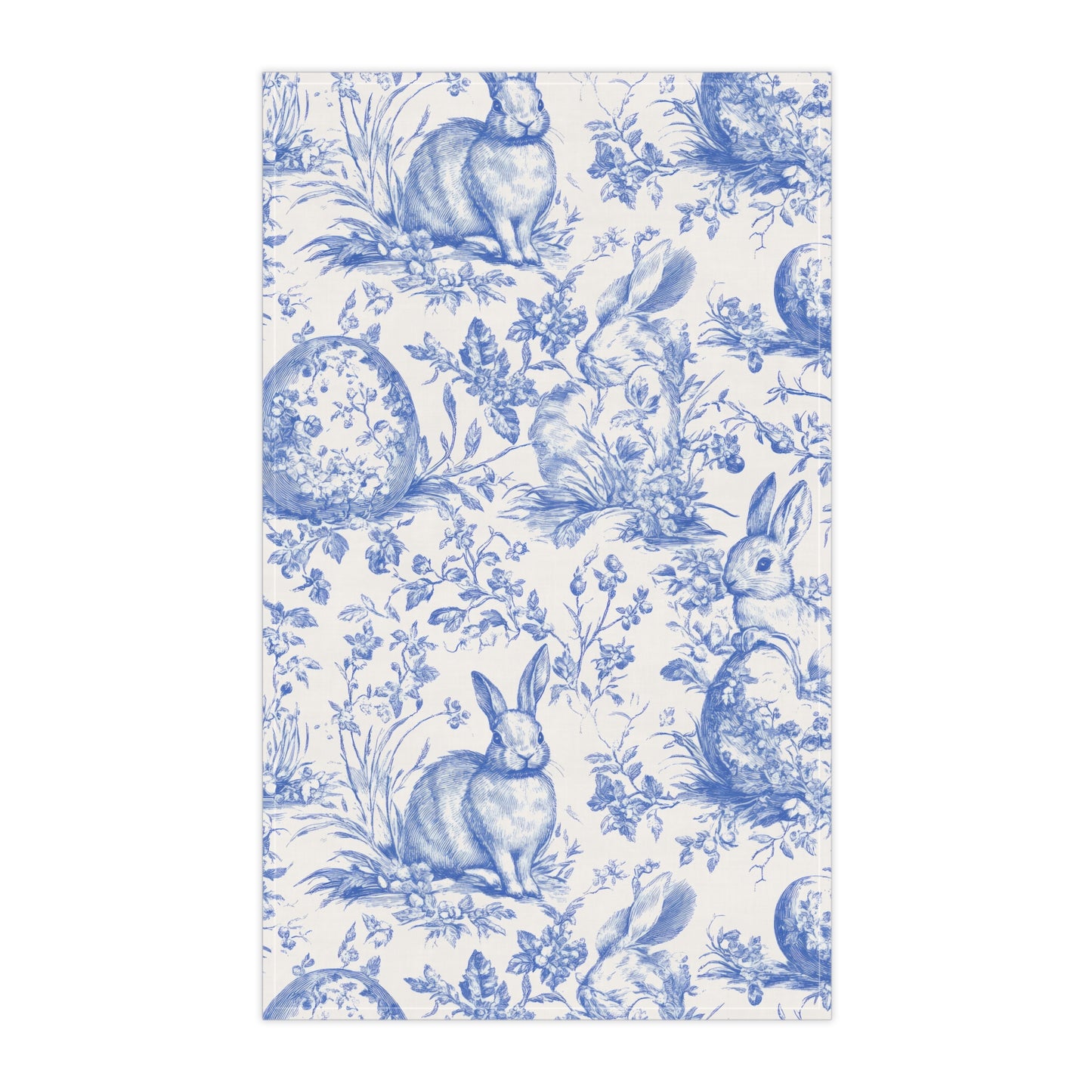 Blue Chinoiserie Bunny Tea Towel