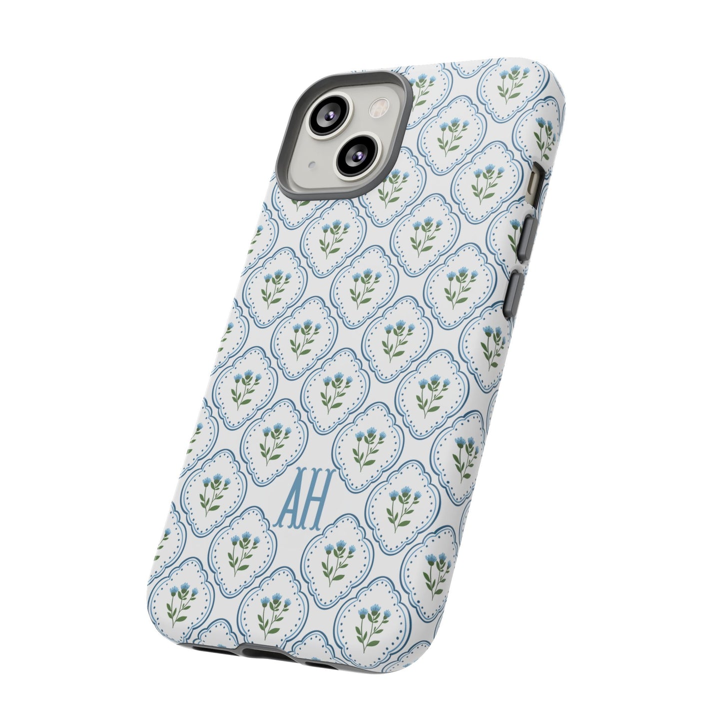 Blue Cottage Floral Monogram phone case