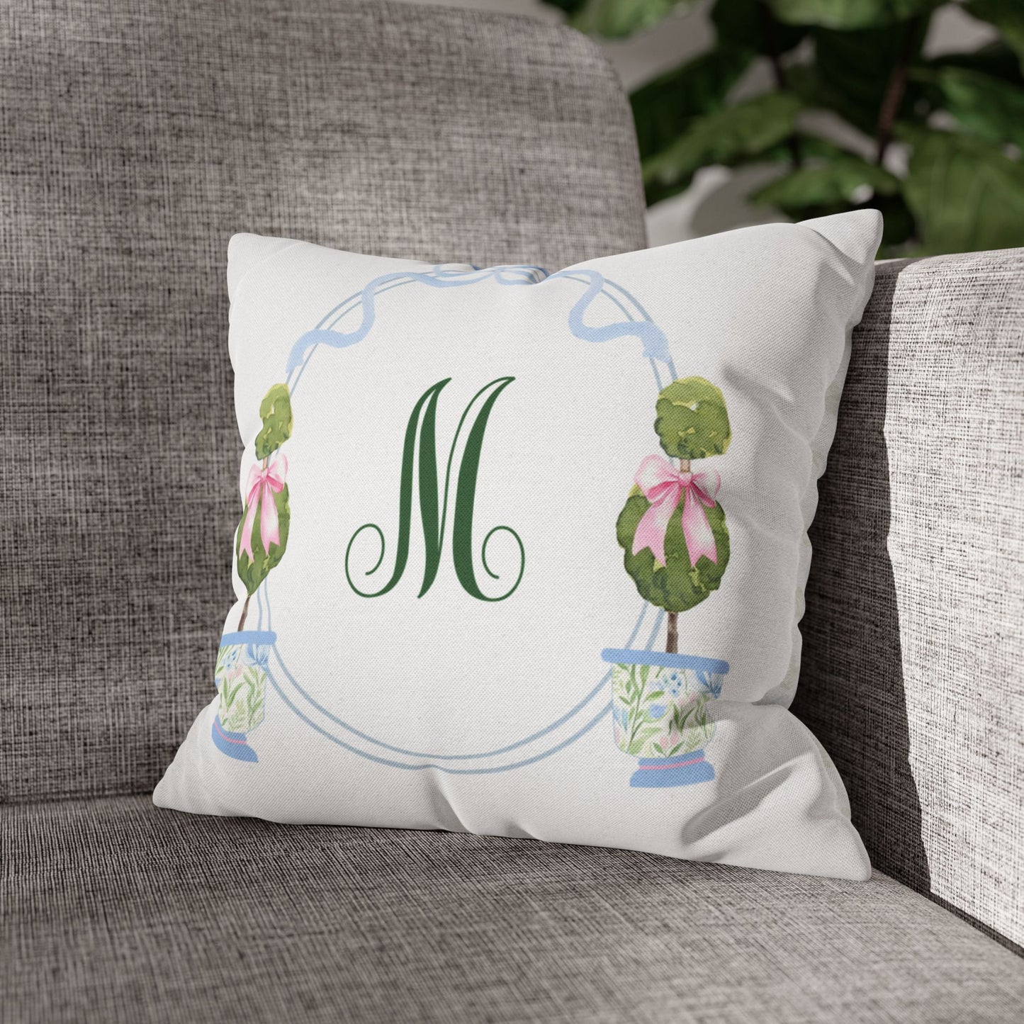 Green Script M Monogram Pillowcase