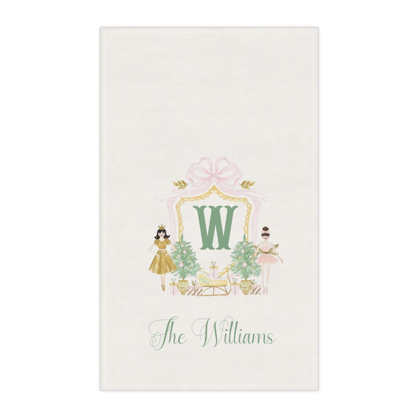 Ballet Princess Monogram W Tea Towel | Personalized Kitchen Towel