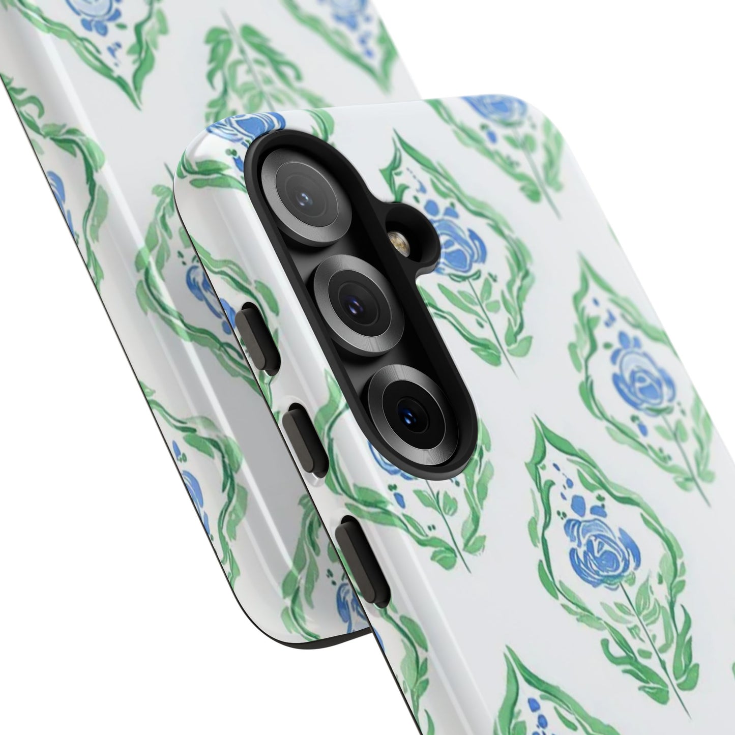 Blue Rose Grandmillennial Monogram Phone Case Personalized