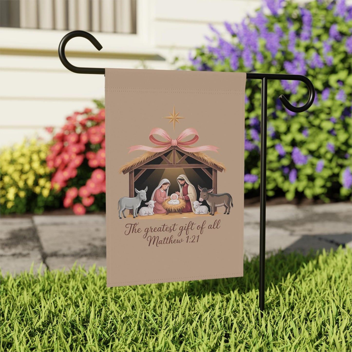 Nativity Garden Flag "The Greatest Gift of All"