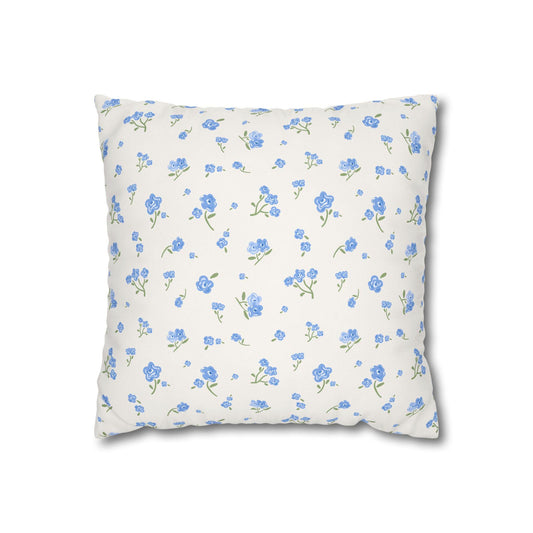Shabby Chic Blue Rose Pillow Cover
