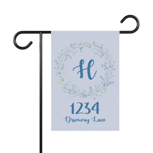 Monogram Wreath House Number Garden Flag