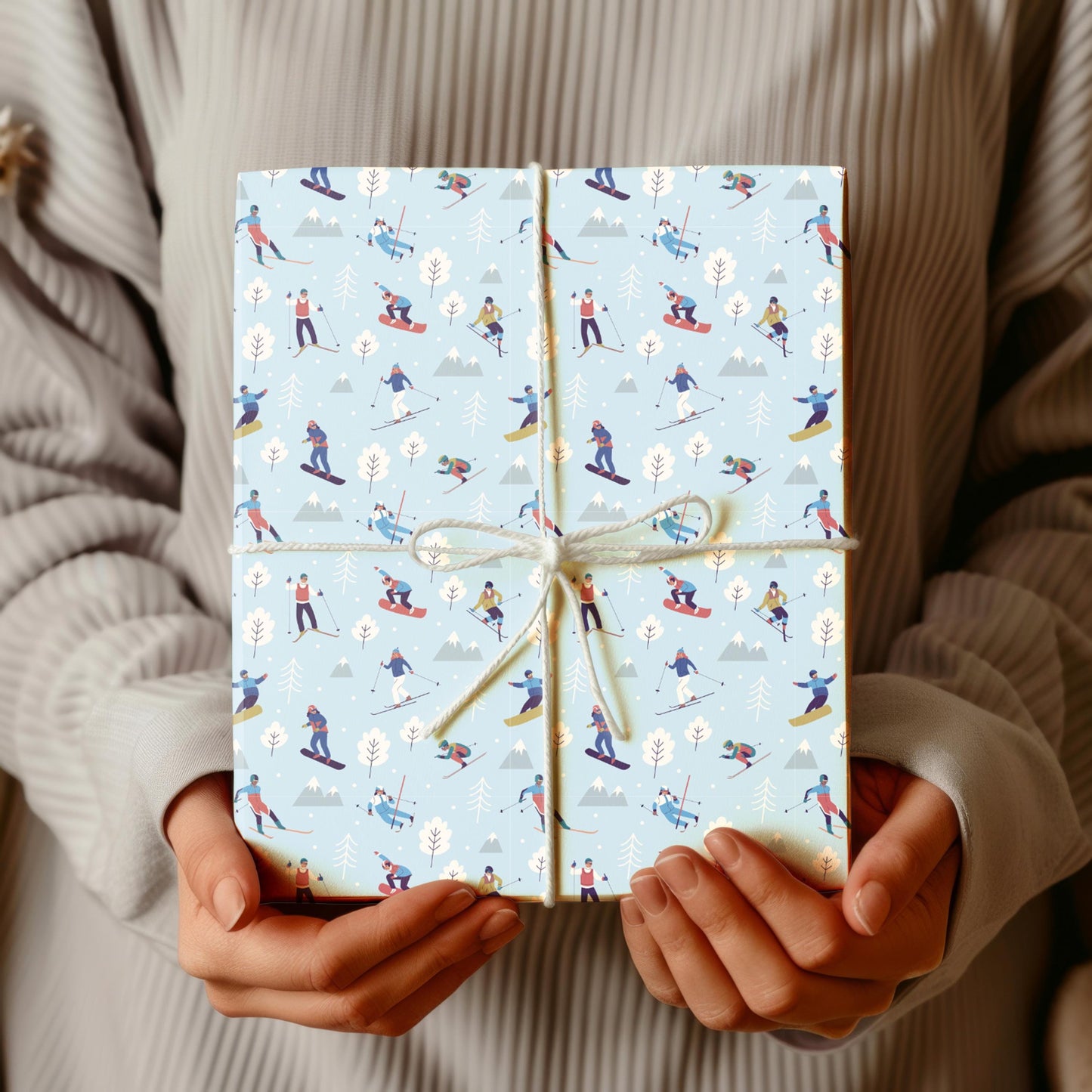 Blue Skiing Wrapping Paper