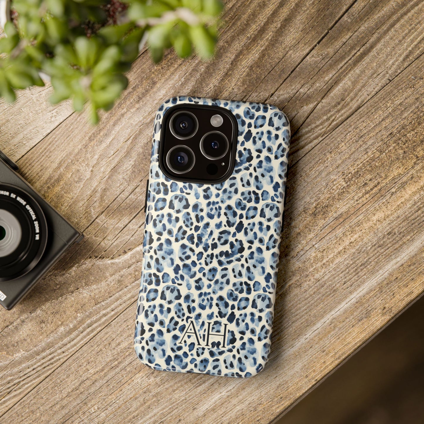 Personalized Blue Leopard Print Phone Case
