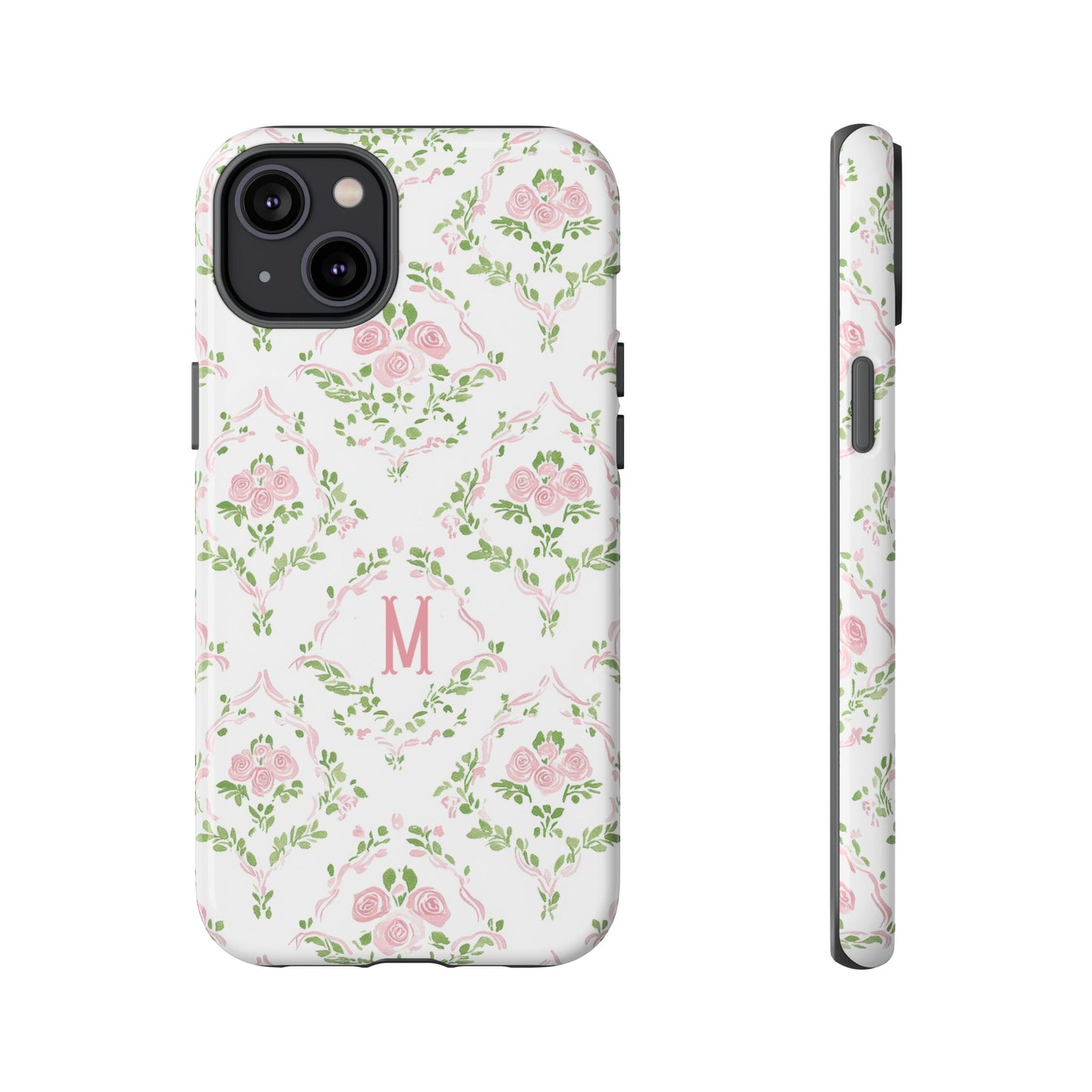 Pink Rose Grandmillennial Floral Monogram Phone Case