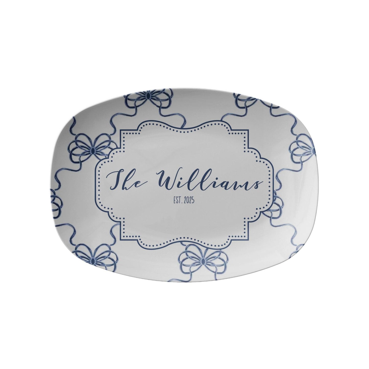 Blue Bow Ribbon Personalized Platter