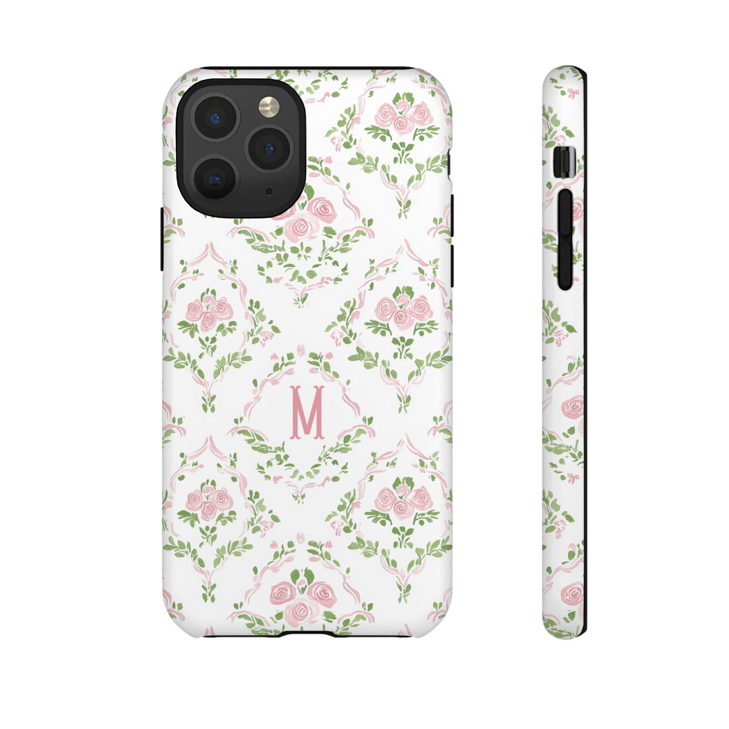 Pink Rose Grandmillennial Floral Monogram Phone Case