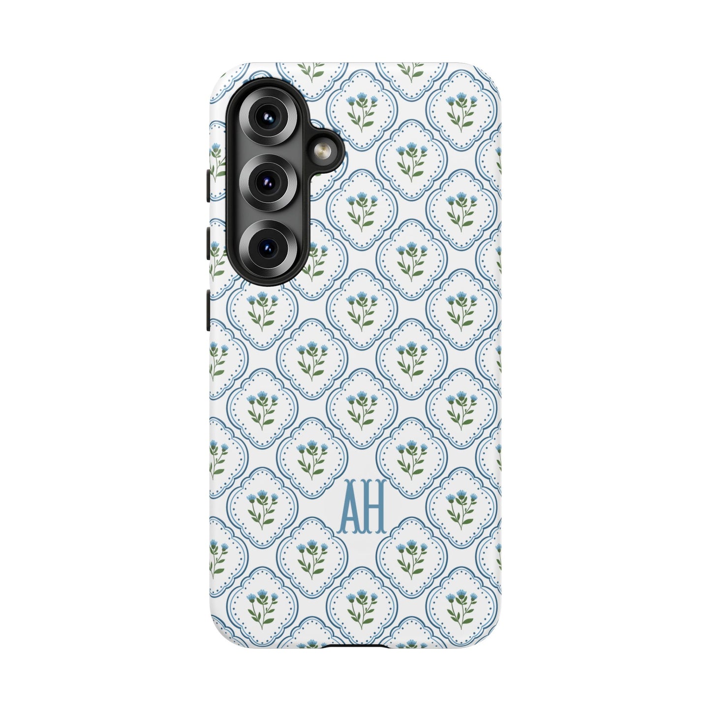 Blue Cottage Floral Monogram phone case