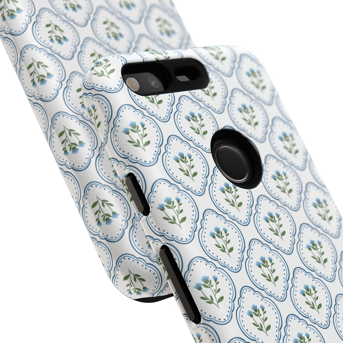 Blue Cottage Floral Monogram phone case