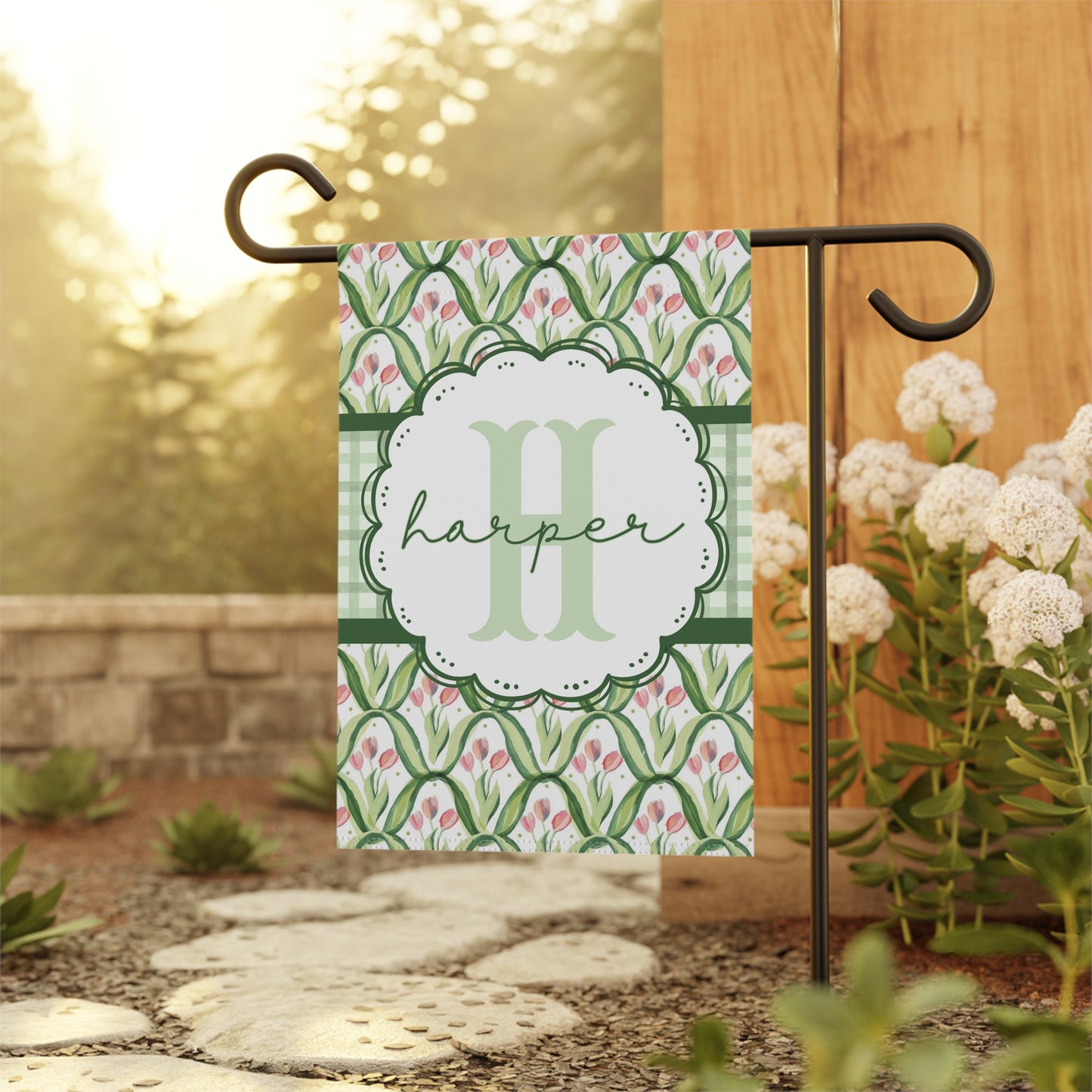 Personalized Tulip Monogram Garden Flag