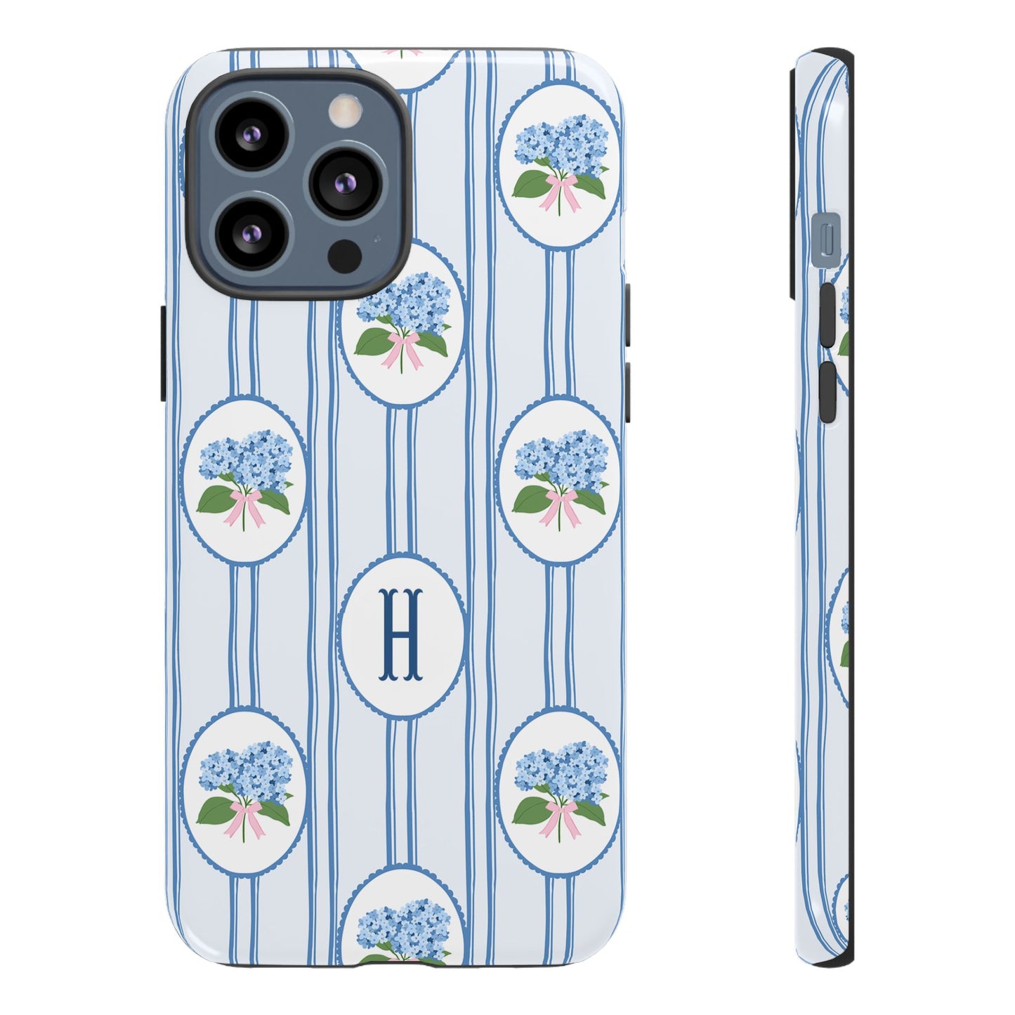 Blue Hydrangea Personalized Preppy Phone Case