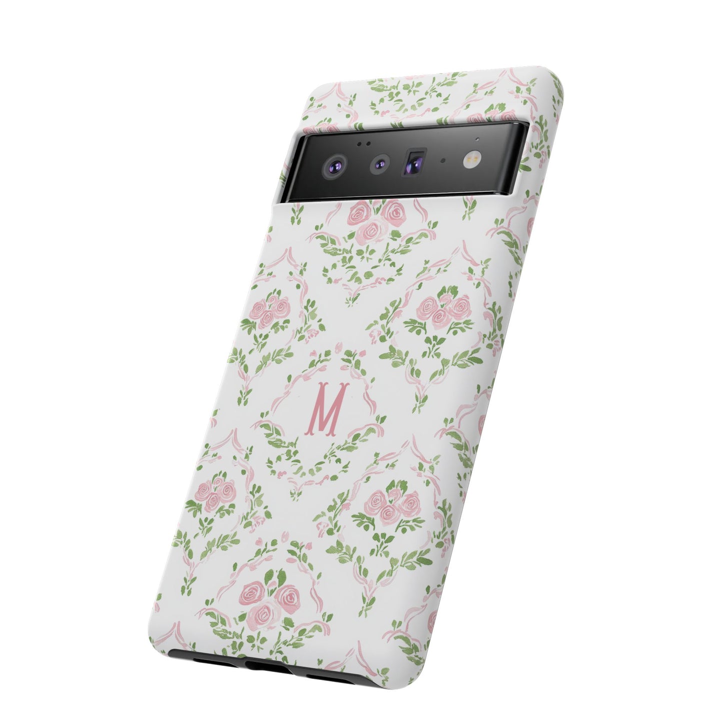 Pink Rose Grandmillennial Floral Monogram Phone Case