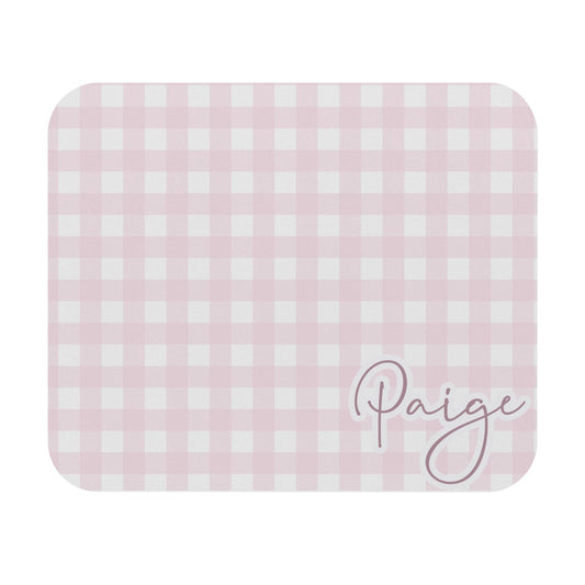 Personalized Pink Gingham Mouse Pad