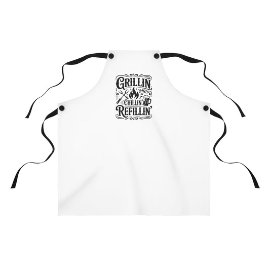 Fathers Day Gift Grillin Chillin Refillin Apron | BBQ Cooking Apron, Barbecue Chef Apron