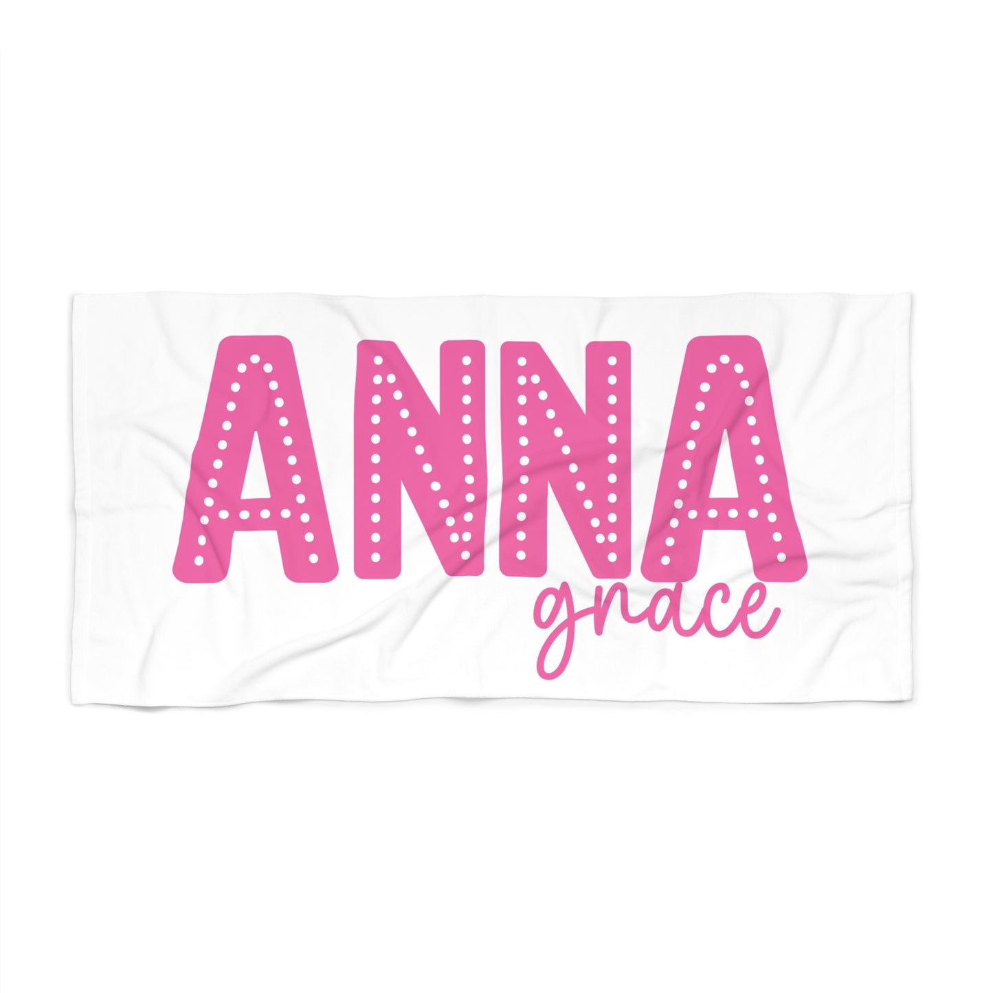 Personalized Pink Block Beach Towel 