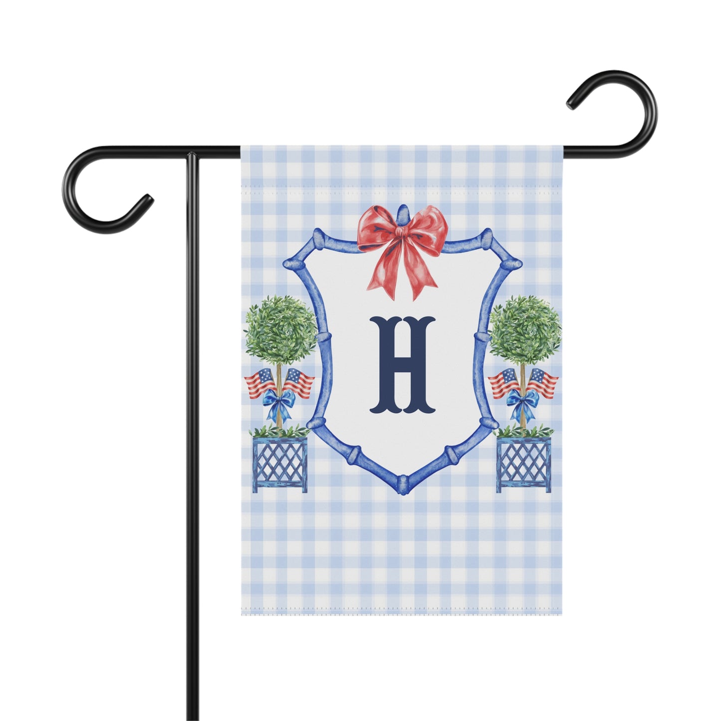 Patriotic Topiary Monogram Garden Flag