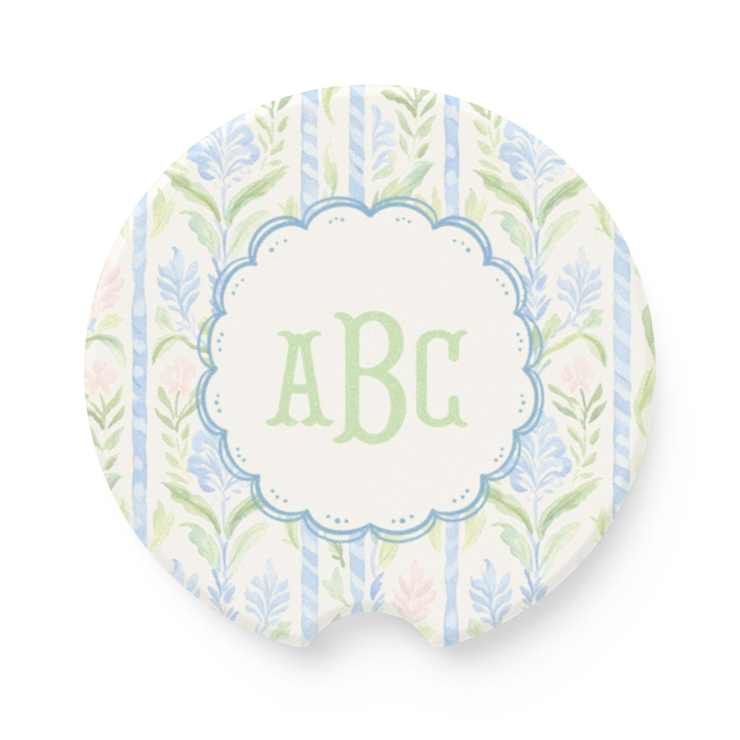 Floral Monogram Car Coaster | Soapstone Car Coaster