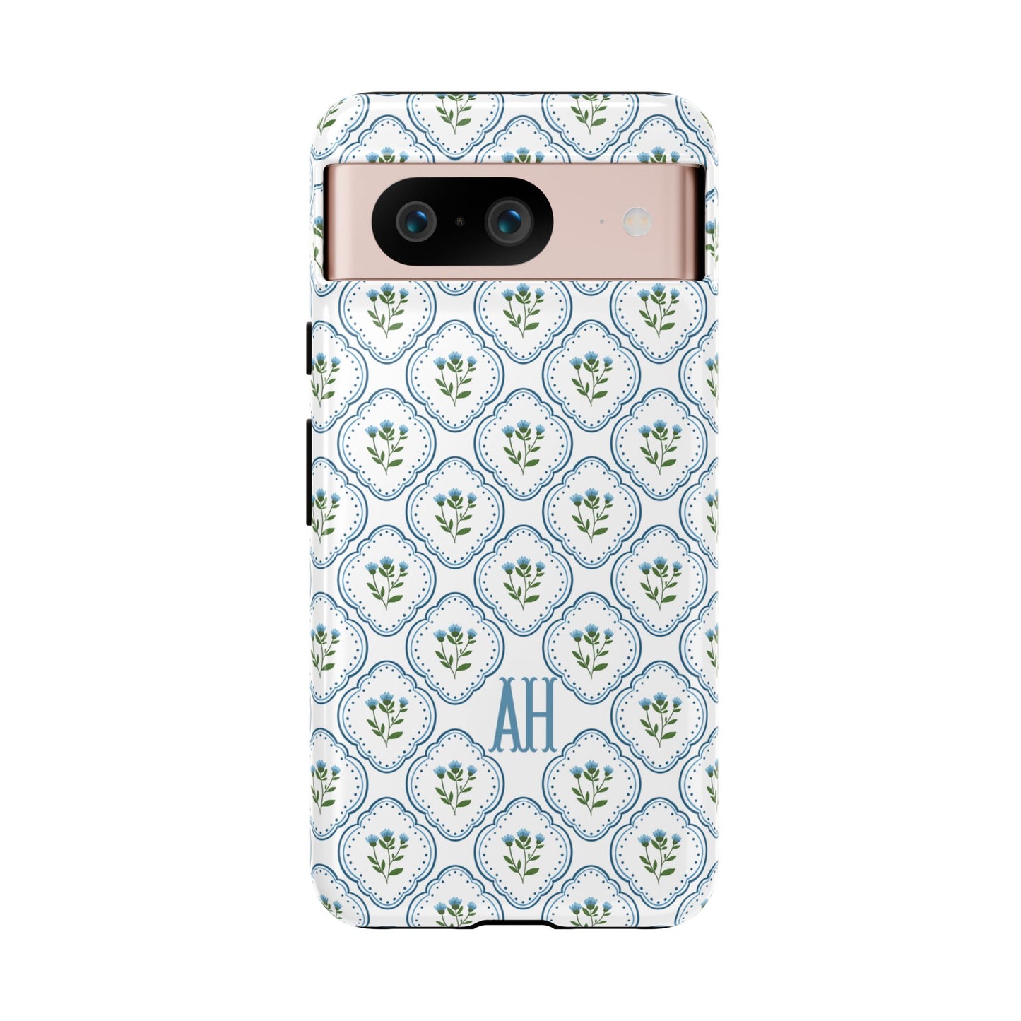 Blue Cottage Floral Monogram phone case