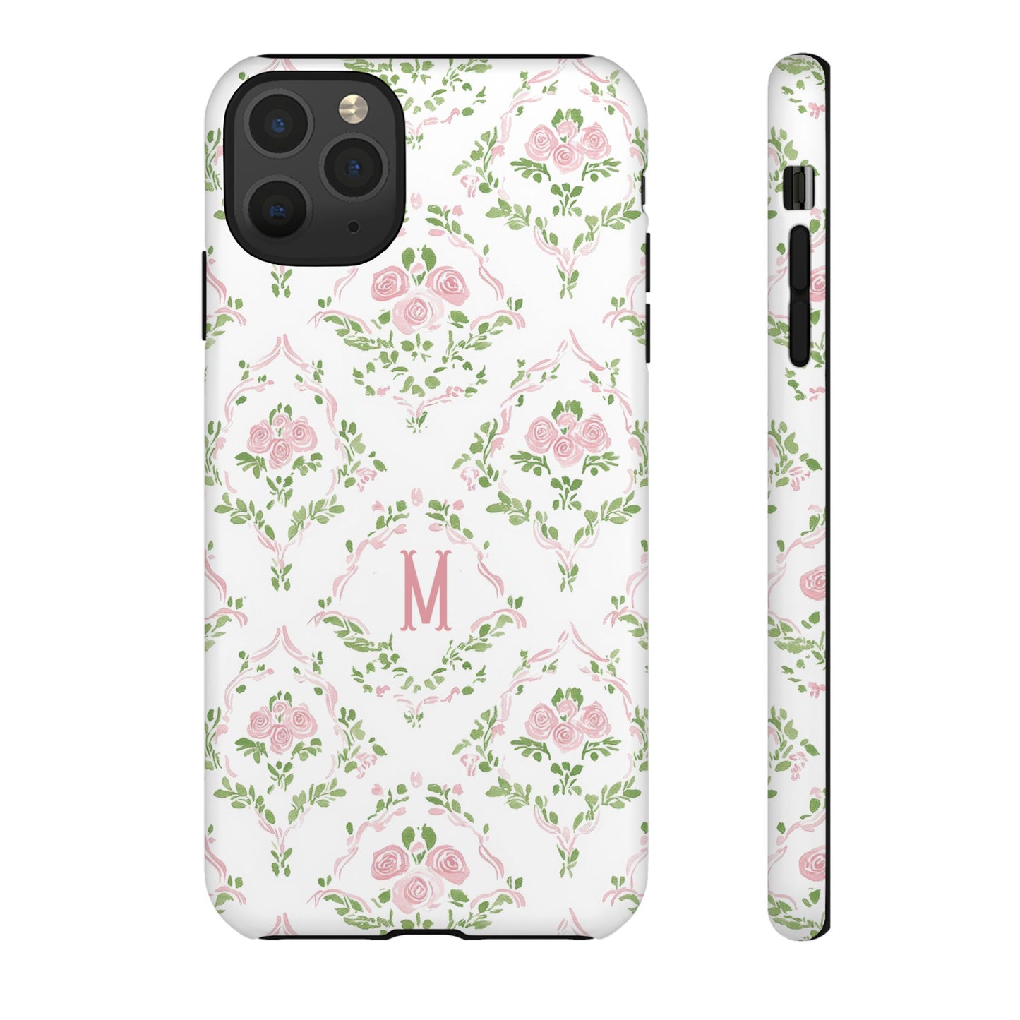 Pink Rose Grandmillennial Floral Monogram Phone Case