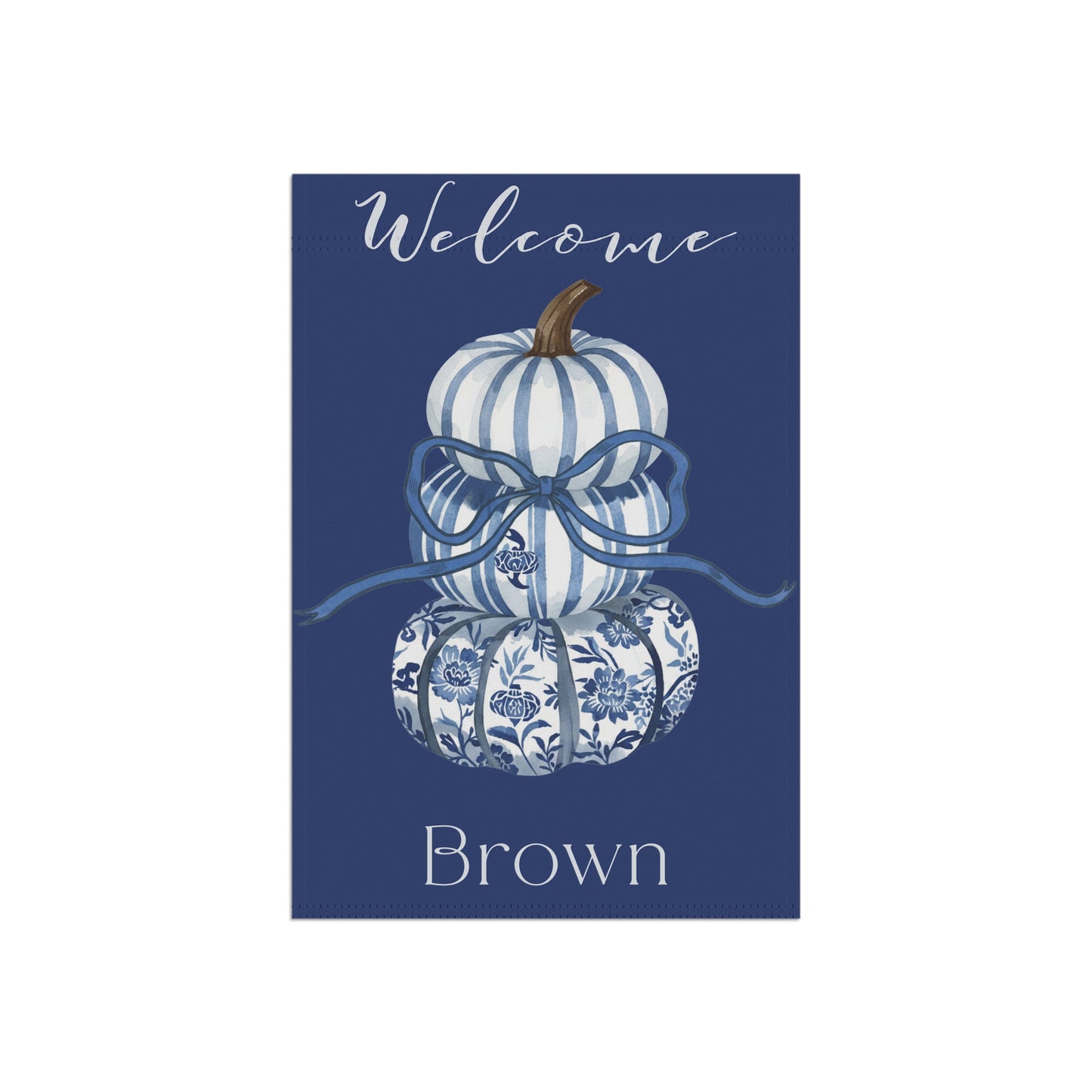 Blue Floral Pumpkin Welcome garden flag | House Banner