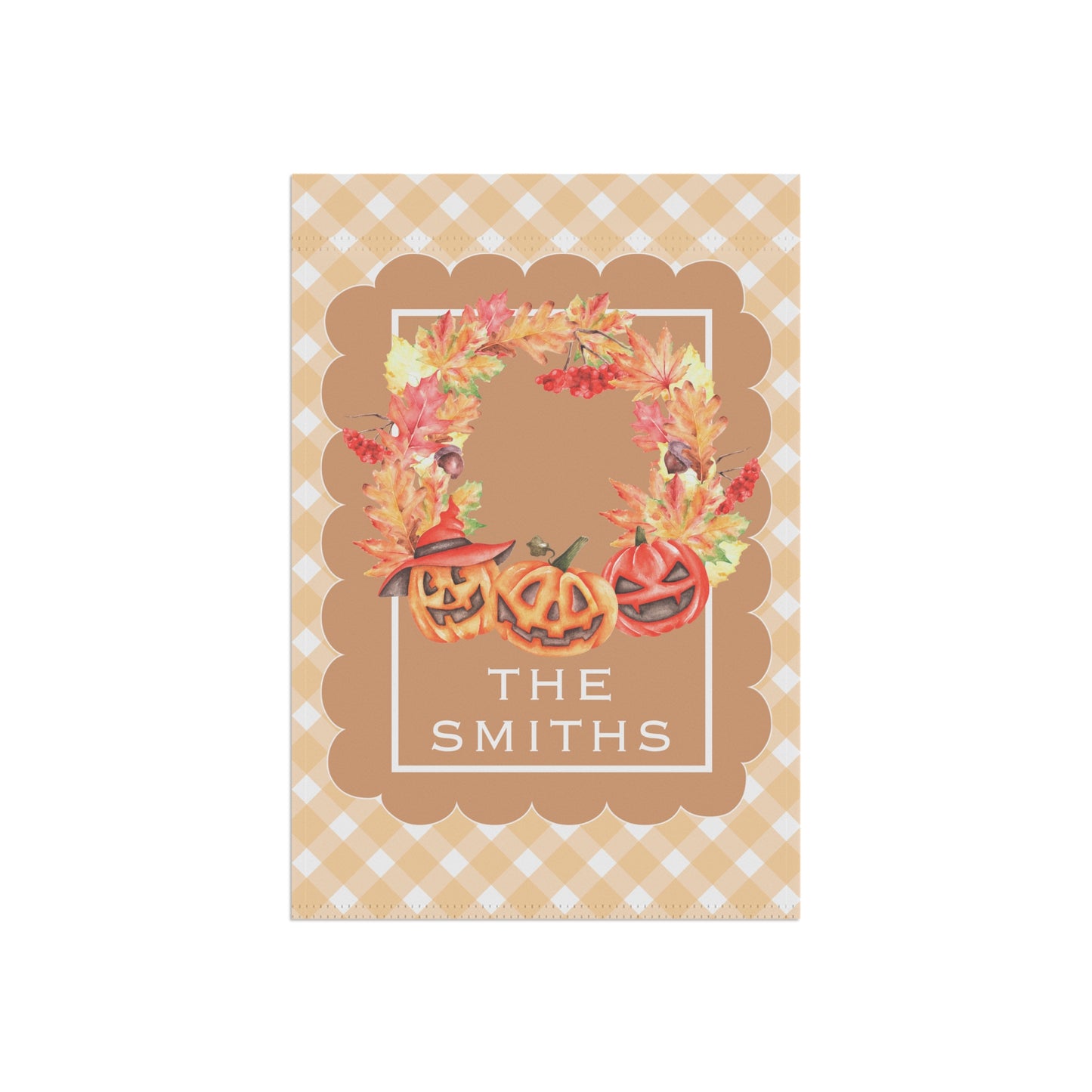 Autumn Pumpkin Wreath Garden Flag | Personalized Porch Banner