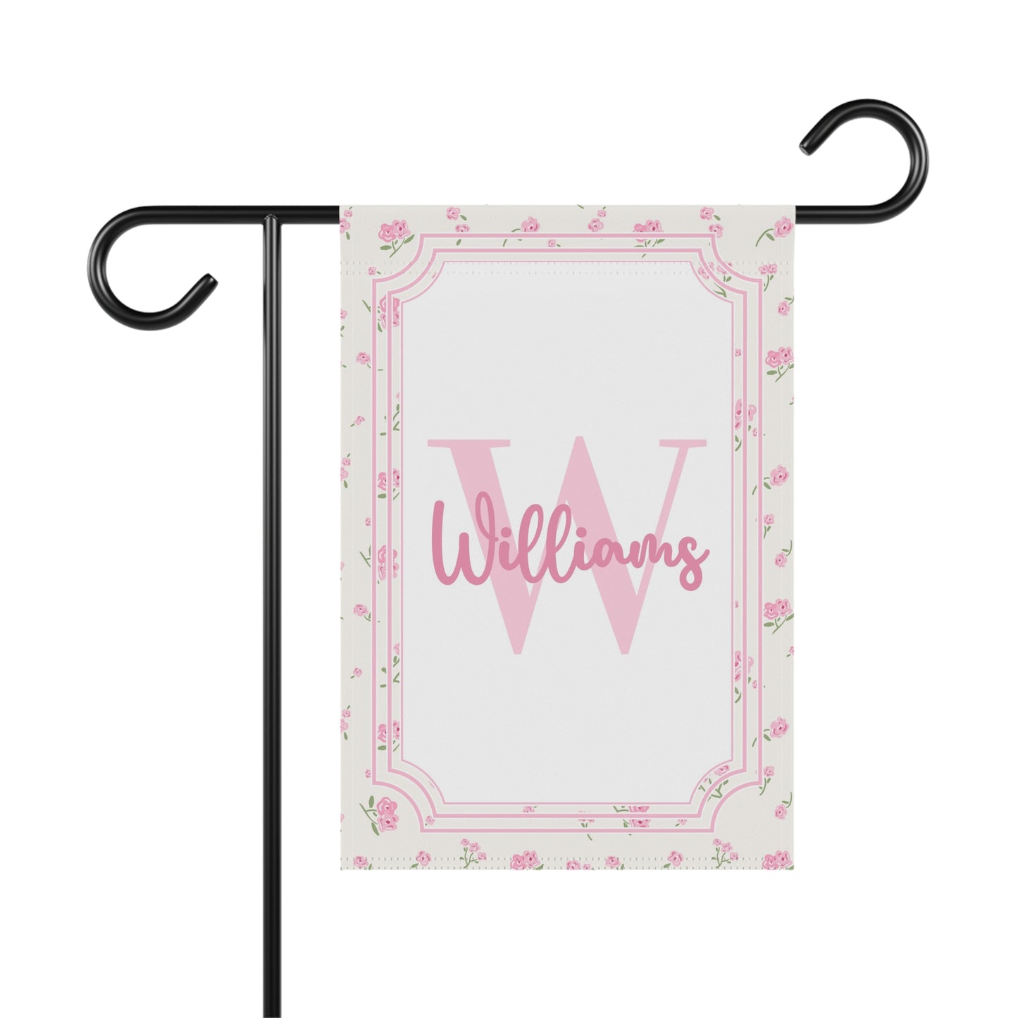 Personalized Pink Roses Garden Flag