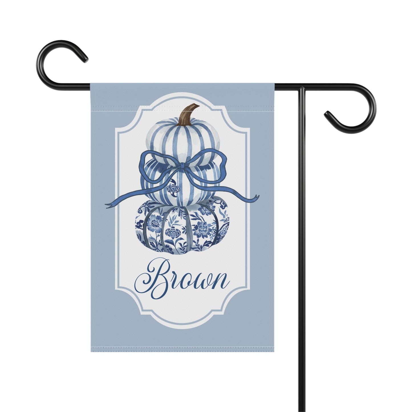 Blue Toile Pumpkins Garden Flag | House Banner, Personalized Name