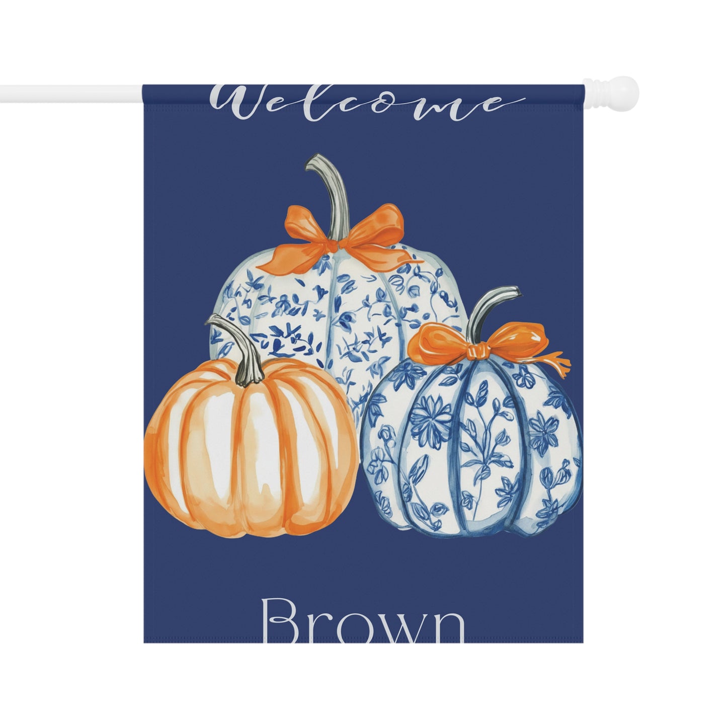 Blue Floral Pumpkins Garden Flag | Welcome House Banner