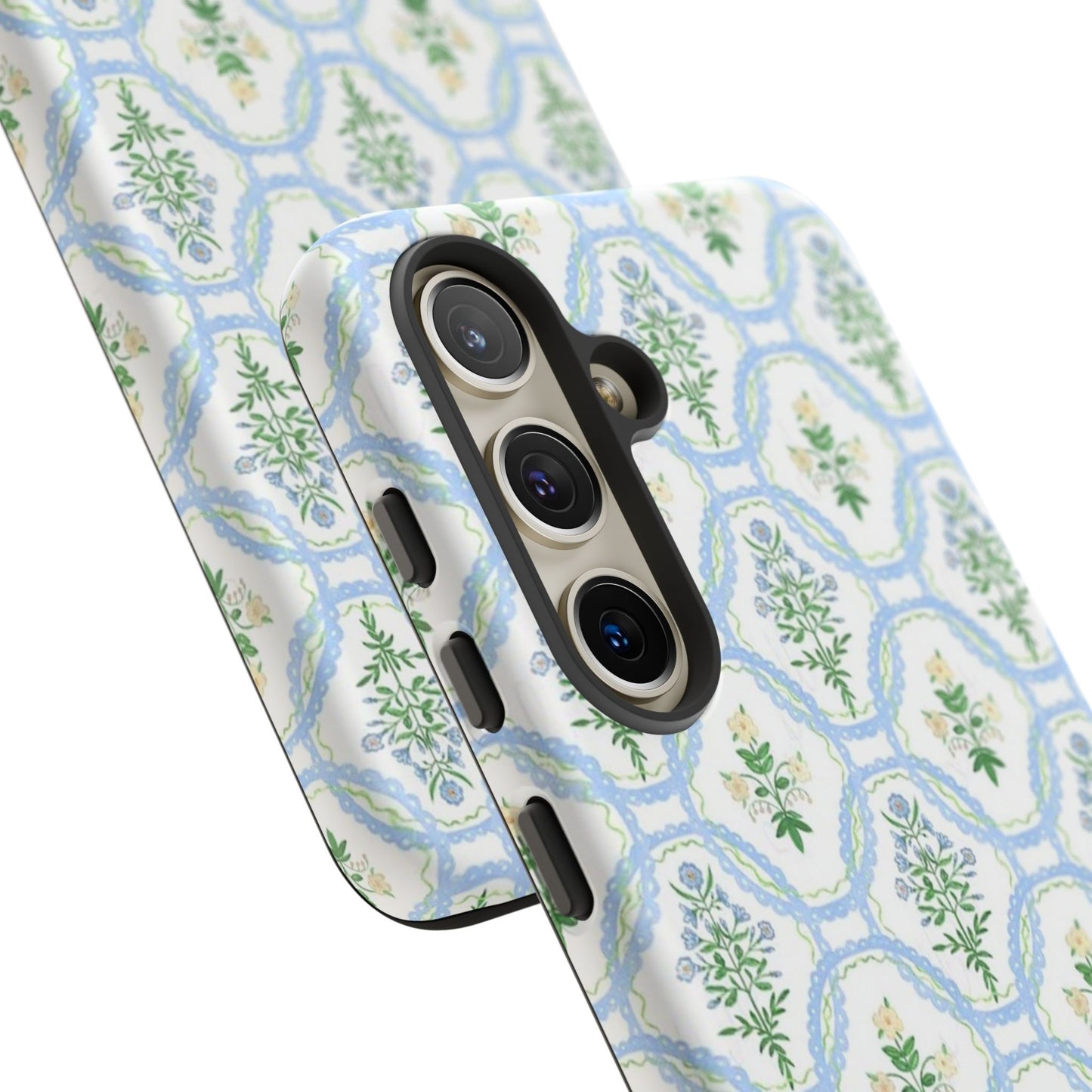 Blue Floral Motif Monogram Phone Case Personalized