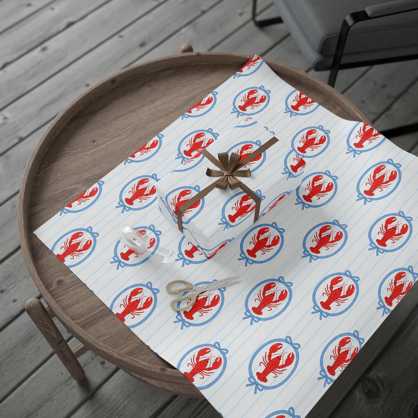 Lobster Gift Wrap Nautical Coastal Wrapping Paper