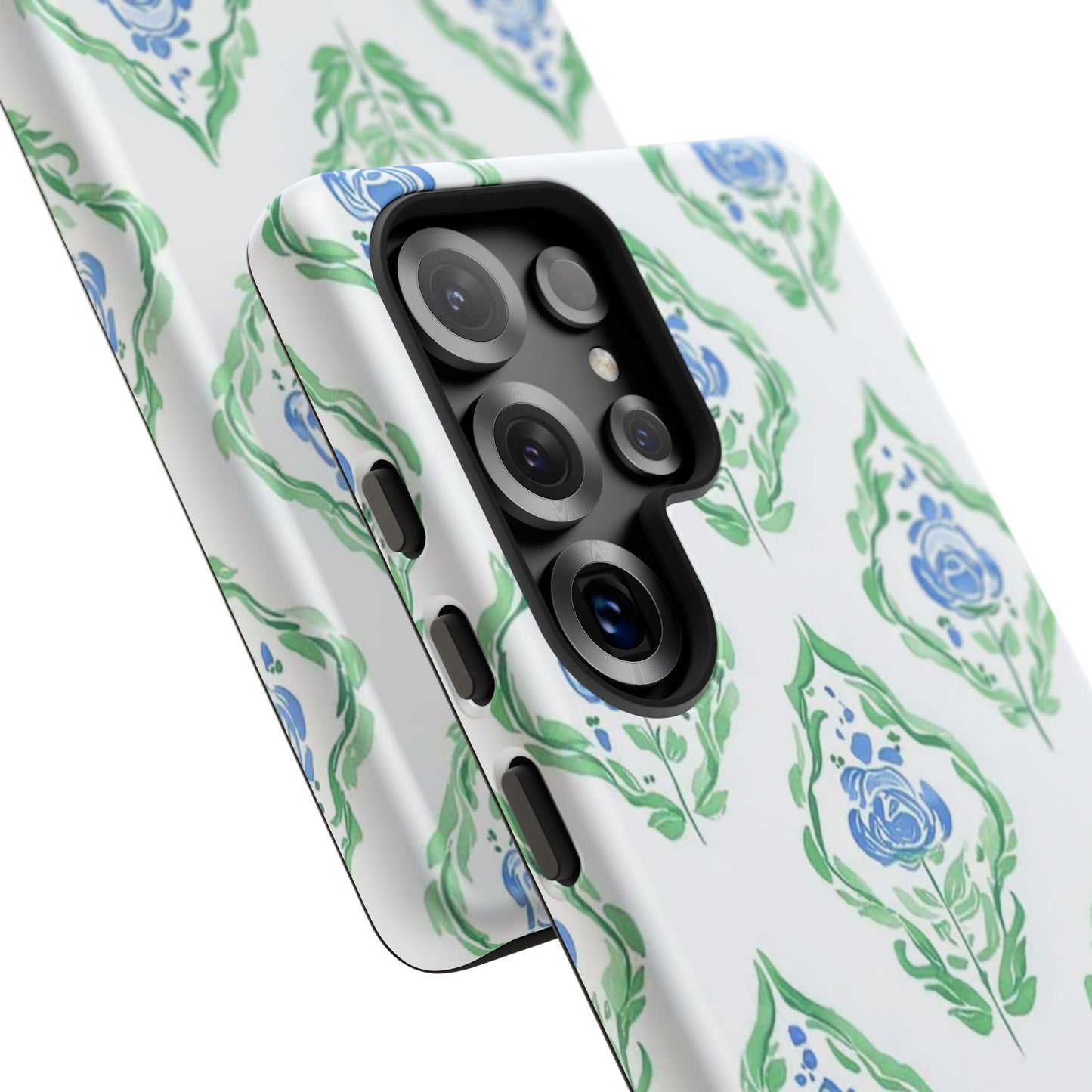 Blue Rose Grandmillennial Monogram Phone Case Personalized