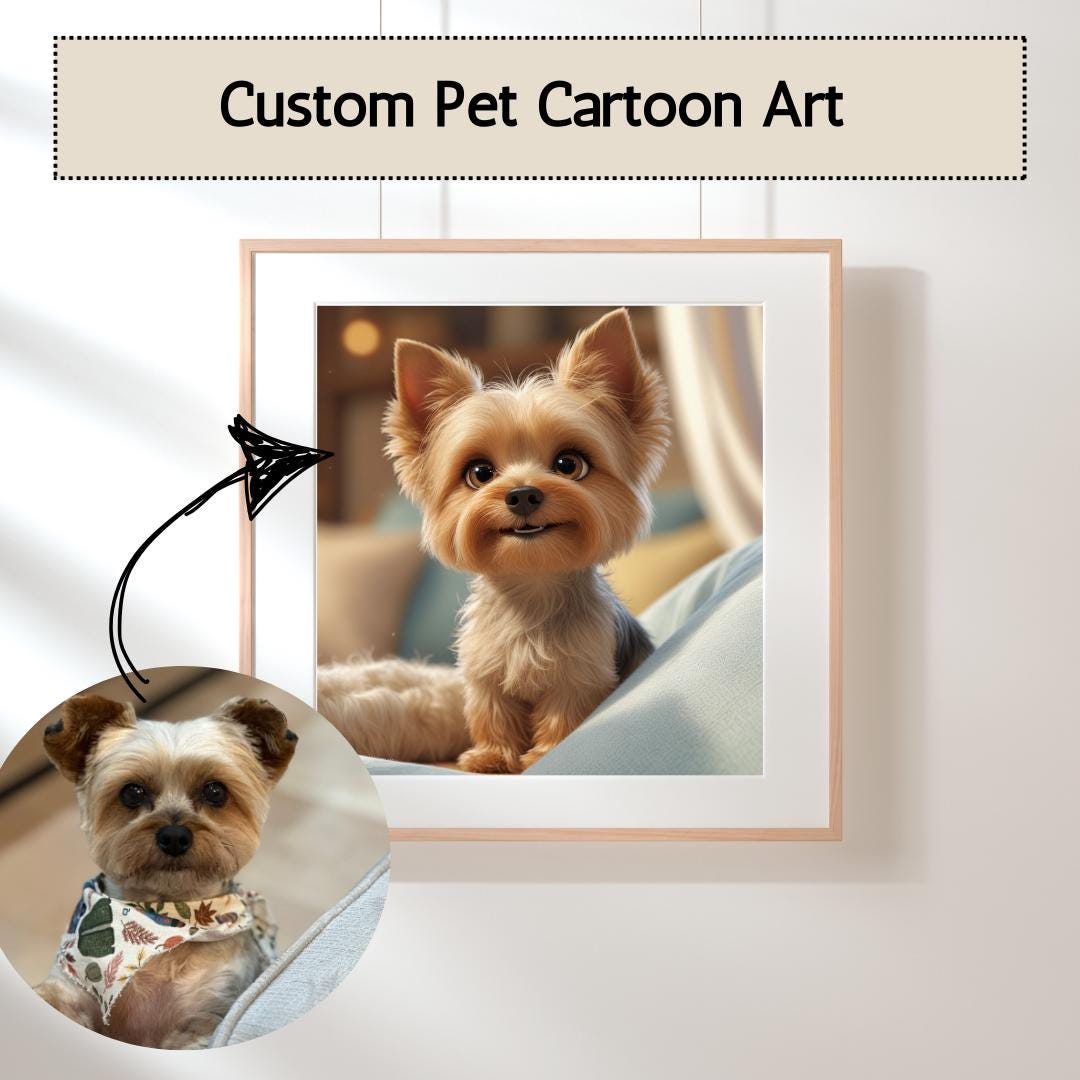 Custom Pet Cartoon Portrait: Personalized Pet Art (Digital Download)