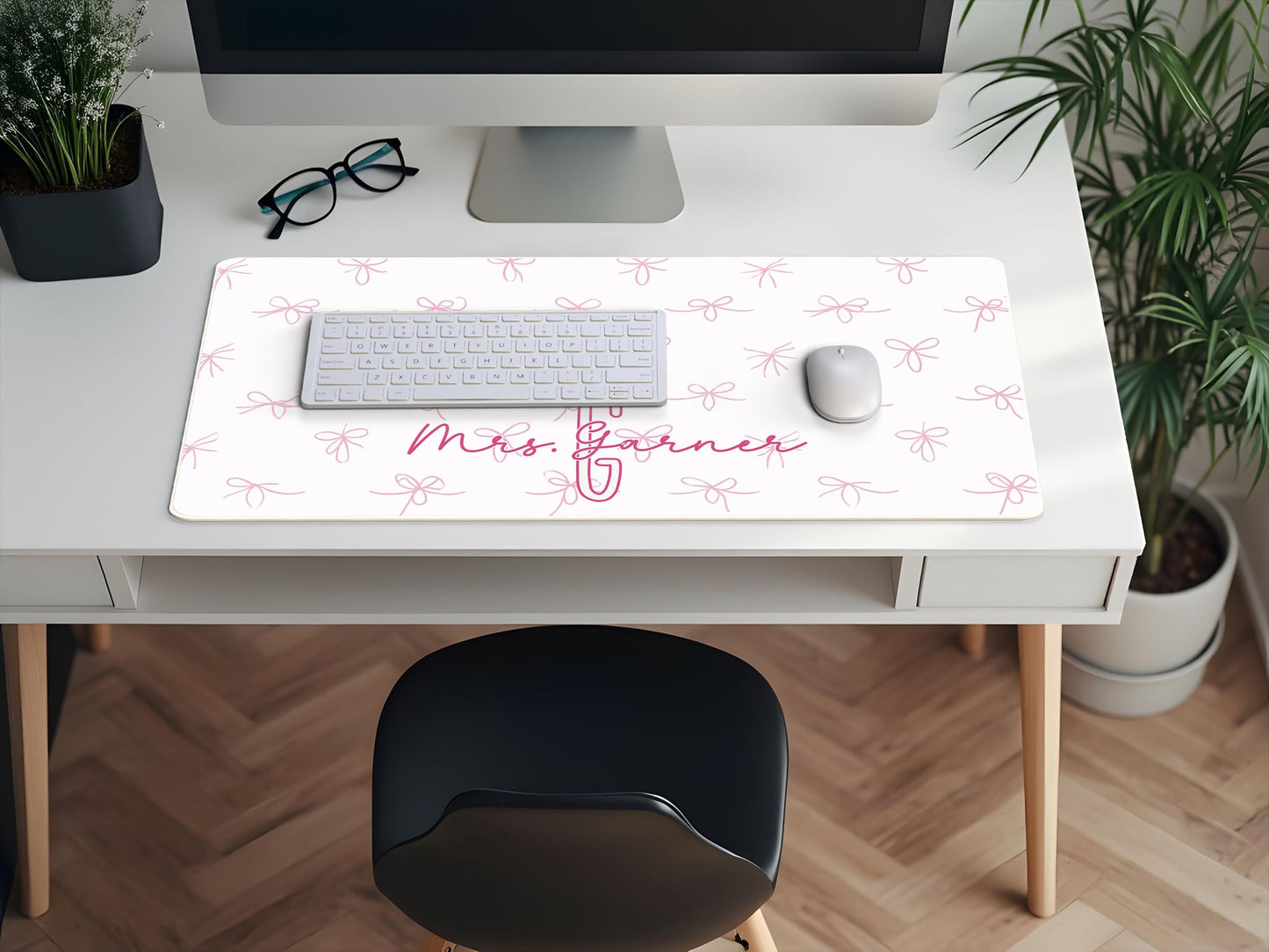 Personalized Pink Ribbon Desk Pad